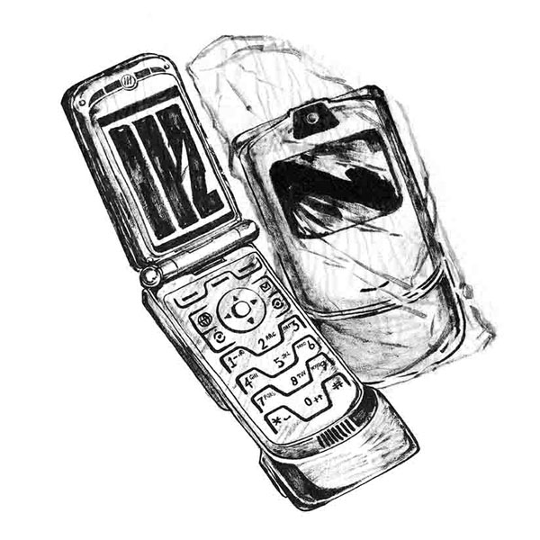 Ink drawing of Motorola Razr V3