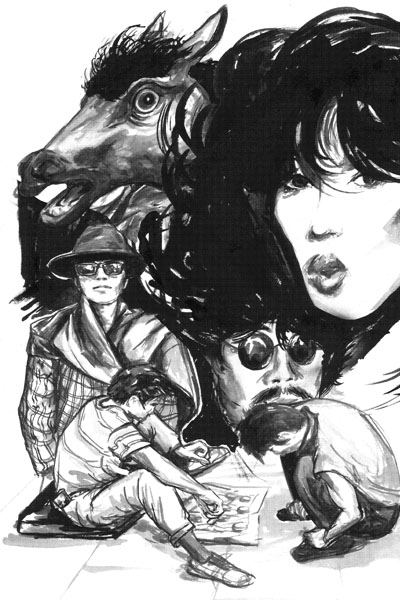 Ink drawing of people